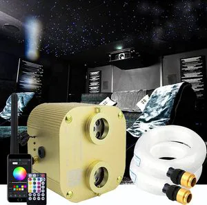 Upgraded 20W Twinkle Star Fiber Optic LED Ceiling Lighting Kits 1100pcs 0.03in 13.1ft Strands with Dual Port 12V PMMA Lamp Body