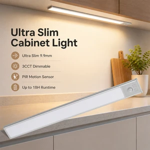 Wireless Under Cabinet Night Light With PIR Motion Sensor, USB-C Rechargeable 3 Color Dimmable LED Closet Light