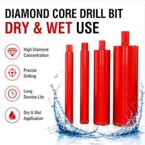 Wet and Dry Concrete diamond Core Drill Bit 1 1/4UNC Thread Diameter 16mm-500mm Total Length 450mm Laser Welding Technology