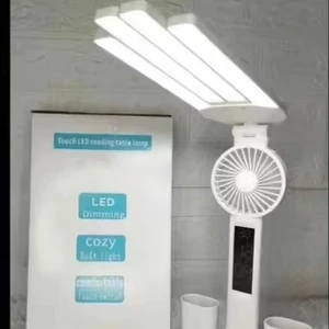 Dimmable Eye Protection LED Reading Light Multifunctional Foldable Table Light with Fan Touch Night Light with Pen Holder