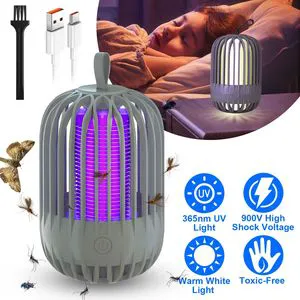 Type C Rechargeable 900V High Voltage Cordless Indoor Bug Zapper Portable Electric Mosquito Lamp Trap Killer with Hang Feature