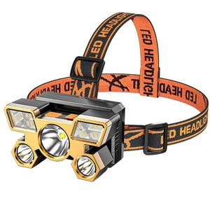 Powerful Camping Waterproof Head Lamp Torch Light ABS Linterna Frontal De Cabeza 5 Heads Lamp USB LED Rechargeable Headlamp
