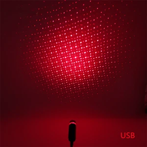 USB Car Interior LED Light Roof Room Atmosphere Starry Sky Lamp Star Projector Red Car Decoration Light