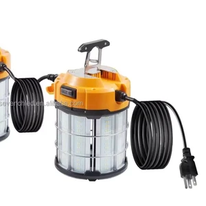 100W LED Construction Lights Daylight Stainless Steel Guard Portable Hanging Work Lighting Workshop Jobsite Light Outdoor