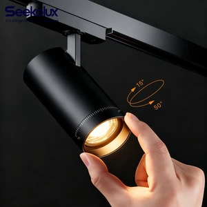 Modern LED Surface Mounted Adjustable Aluminum COB Track Light Focus Anti-Glare Ceiling Spotlight 15-50 Degrees High CRI 95