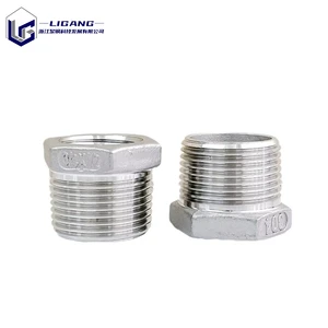 Industrial Grade 150LB 316L Stainless Steel Round Head Male to Female Petroleum Chemical Refinery Pipeline Threaded Bushing