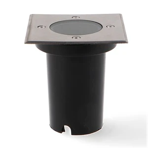 foco empotrable cuadrado para suelo ip67 con casquillo gu10, ideal para iluminacin exterior y decorativa en espacios hmedos.
