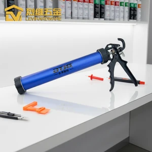 600ml Aluminum Blue Manual Sausage Adhesive Glue Sealant Caulking Gun With Cone Nozzles