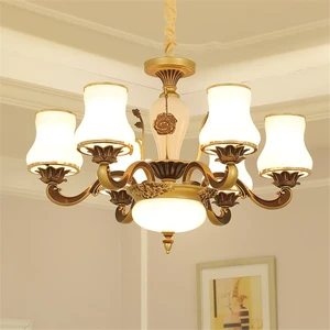 European Luxury Living Room Pendent Lamp American Retro Restaurant Bedroom Villa Hotel Clothing Store Cafe LED Chandelier