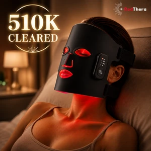 RedThera 510K Infrared Red Light Face Mask Cordless Red Light Therapy Facial Mask Wireless OEM