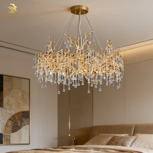 French Retro Branch Tassel Pendant Chandelier High End American Retro Long Living Room Bedroom Pendant Chandelier