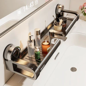 Bathroom Suction Cup Sink Storage Rack, Wall-Mounted Organizer For Faucet, Mirror, Toilet, And Wash Basin