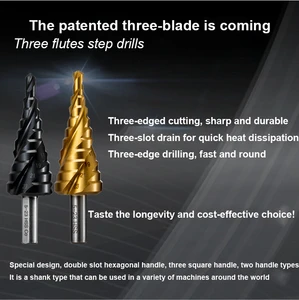 RUOKTOOL Reaming Chamfering Serrated Deburring 6Pcs Sawing and HSS Step Metal Drilling Pagoda Tapper Drill Bit Set