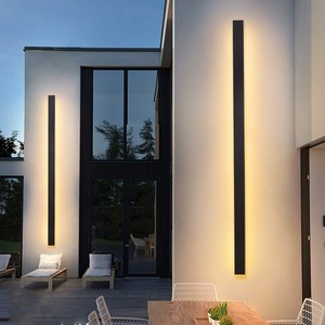 JYLIGHTING Outdoor Wall Sconce Lamp Black Strip Waterproof Light Aluminum Acrylic IP65 Garden Street Square Wall Mounted Solar