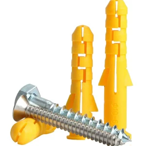 Yellow Plastic Drywall Expansion Plug Self Tapping Screw with M4 Thread and Custom Diameter