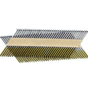 High Quality Iron Offerset Head Tack Strip Nails Paper Collated Framing Nails Barbed Shank DIN Standard Carton Packed Fasteners