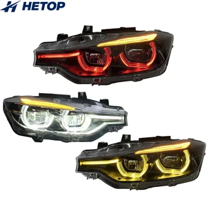 HETOP F30 Headlights 2012-2018 3 Series Triple Color Upgrade DRL Ikon Style LED Car Headlamp Plug and Play Accessories for BMW