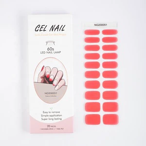 Huizi Factory Wholesale Korean Gel Nail Wraps Custom UV Lamp Semi Cured Gel Nail Strips
