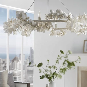 Custom Living Room Hanging Led White Modern Pendant Light Handmade Round Spiral Tree Branch Chandelier