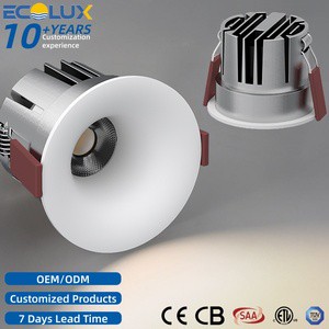 Ecolux CE ETL SAA Dimming Spot Light 7w 12w 15w 220V Led Embedded Spotlight Recessed Aluminum COB Downlight For Home Office
