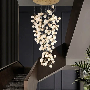 Nordic Modern Magnolia Flower Ceramics Indoor Manufacturer Low Price Staircase Hotel Lobby Custom Chandelier