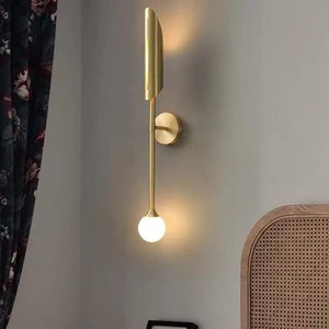 China Suppliers Interior Lighting Modern Wall Light Nordic Bedside Copper LED Wall Lights Designer