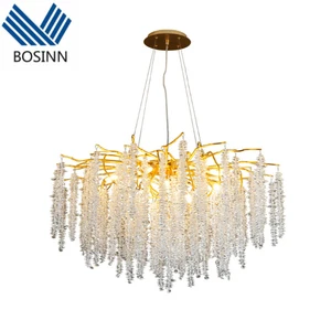 Luxury Postmodern Pendant Lamp with Coins Crystal Tassels for Living Room Bedroom for Hotel Atmosphere Hanging Branch Chandelier