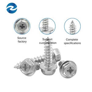 Black Steel Self Tapping Screws with Phillips Cross Hex Flange Head Hardware Tools
