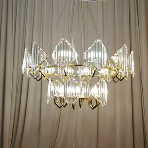 Crystal Chandelier Hanging Branch Type Adjustable Height LED Remote Control Custom Color Dimmable 5-Year Warranty Living Room