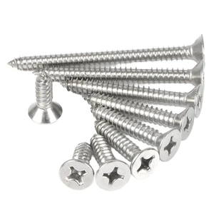 DIN7982 Flat Head Self-Tapping Screws Self-Drilling Point Wood Metal [Steel Stainless Steel Brass Nickel] Available Inch M3 M8