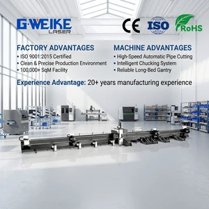 G.WEIKE Four Chuck Heavy Duty Automatic Cypcut 20kw 30kw Fiber Laser Tube Cutting Machine for Long Pipe