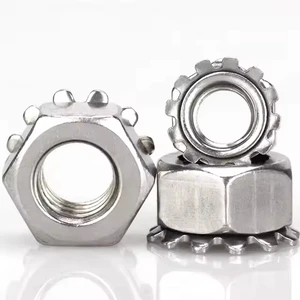 Carbon Steel K Nut / Keps Nut / K-Lock Nut M3 M4 M5 M6 M8 M10 M12, Zinc Plated Self-Locking Fasteners