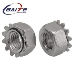 High Strength Stainless Steel 304 Hex Hexagon K Nut With Kep Teeth Washer K Lock Nut for Industrial Fastening