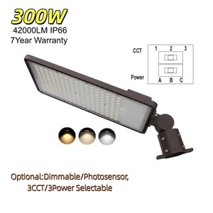 LED Parking Lot Lights Outdoor 300W 120 277V Wall Mount Pole Light-Adjustable Security Lights For Street Court Driveways Roadway