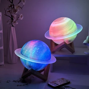 Music Planet Portable Night Light Color Changing Wireless Speaker Decorative Lamp RGB Atmosphere Lighting with Remote Control