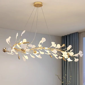 For Oval Dream Light with Leaves Gold Tree Branch White Ceramic Flower Chandelier for Home Office MD88212