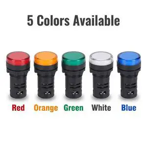 Junpai AD16-22DS Hyper Bright Durable Red LED Warm White Power Indicator Light Screw Terminal Neutral Plastic IP44 220V 50000