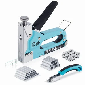 3-in-1 Upholstery Staple Gun Kit, Staple Remover, Manual Brad Nailer With Specific Staples Outlet Position Indicator
