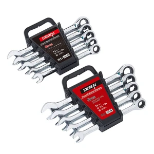 72 Teeth 10 Pcs Metric And SAE Size CRV Ratchet Wrench Combination Spanner Set