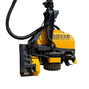 Excavator Hydraulic Wood Cutting Saw and Grapple , Excavator /crane Tilt Vertical Grapple Log Saw Cutter