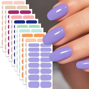 New OEM Service Non-toxic Solid Color Gloss Burgundy Nails Design Base Salon Quality 16 Strips Gel Nail Art Stickers Nail Wraps