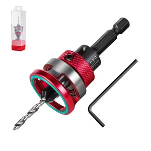 GEINXURN GCS0012-PRO Professional Adjustable Countersink Depth Stop (0-12mm) Black Oxide Finish Hex Shank Drill Bit Drilling