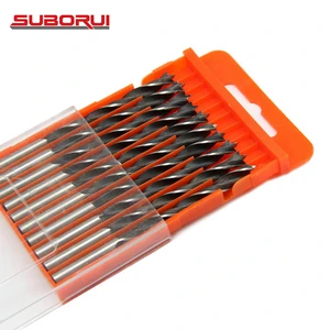 Borui 10Pcs HCS Rolled Carbon Steel Brad Point Wood Drill Bit Set for Wood Drilling