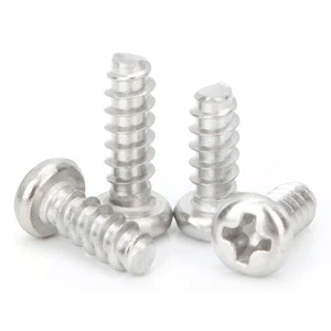 304 Stainless Steel Metric Self-Tapping Screws with Cylindrical Head Cross Slot Flat Tail Flat Tip M1-M10