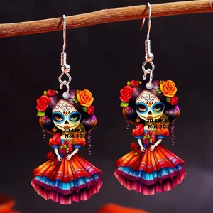 Classic Mexican Flat Earrings Plastic Material UV Printed YOUYUE Brand Festive Party Decorations and Gifts
