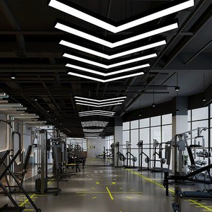 Gym V-Shaped Iron LED Pendant Chandelier for Internet Cafe Corridor Shopping Mall Yoga Studio Creative Decorative Lighting
