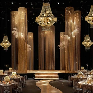 Luxury High Quality Golden Sliver Hanging Crystal Pendant Light Metal Crystal Wedding Decoration Ceiling LED Chandelier