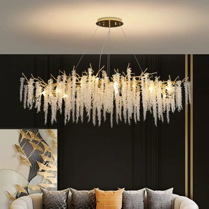 Light luxury chandelier, living room lamp, crystal art , branch , dining staircase , tassel sha