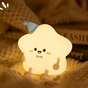 Kids Night Light Silicone Star Lamp Baby Touch Control Rechargeable Dimmable LED Bedroom Bedside Sleep Lighting Decor Gift