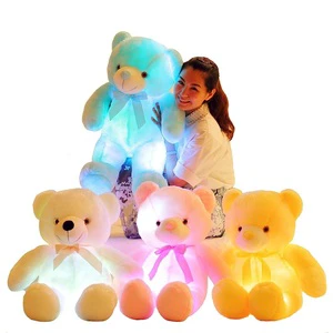 Factory Direct LED Glowing Teddy Bear Couple Soft Plush Toys For Kids Valentine's Day Light Up Gift In Boxes
